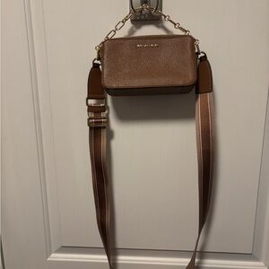 Michael Kors Brown Leather Crossbody Bag with Tassel Detail
